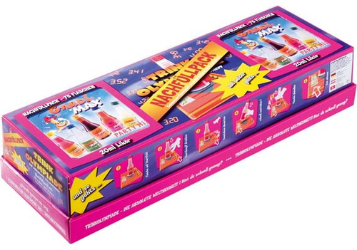 Trinkolympiade Nachfüllpack inkl. 75 Gaudi Max
Pflaume / Whisky-Sahne / Saurer-Apfel / Kirsch / Wodka-Feige