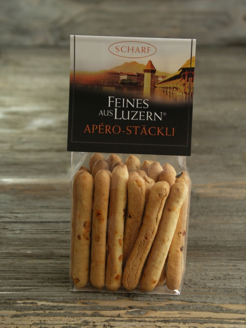 Apéro Stäckli "scharf" 100g 
Feines aus Luzern * 